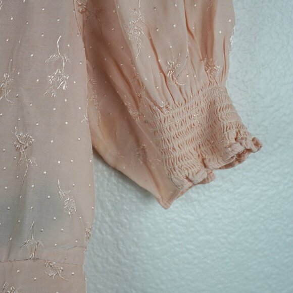 Anthropologie ASTR The Label Embroidered Blush Blouse XS Romantic Floral Cottage - Picture 4 of 10